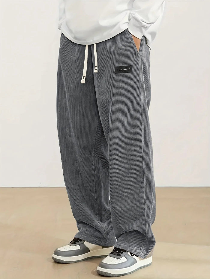 HIDKAT FASHION Trousers – Men's Corduroy Straight-Leg Casual Pants