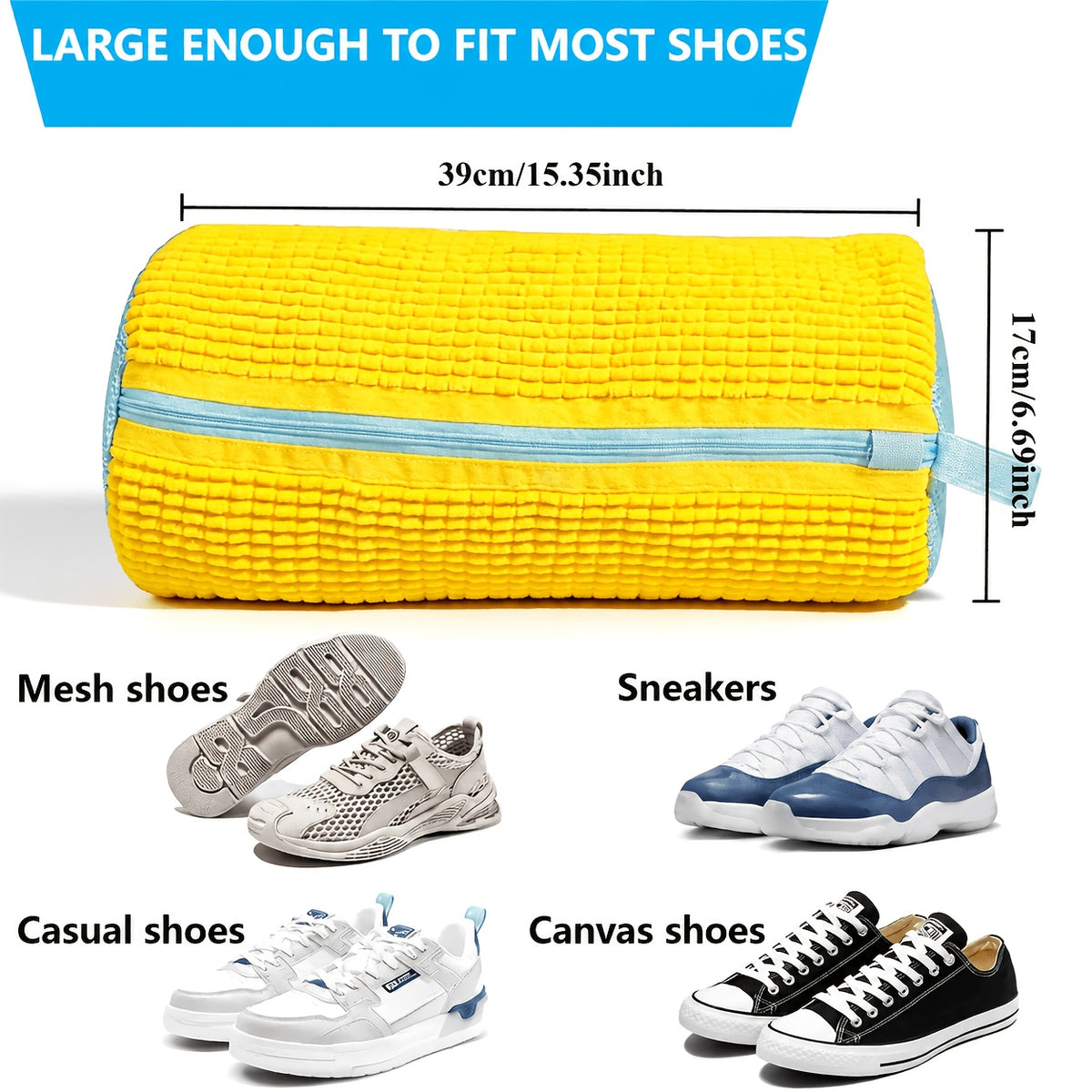 TrailSneakerCare Protective Shoe Washing Bag – Soft Interior with Secure Zipper Closure