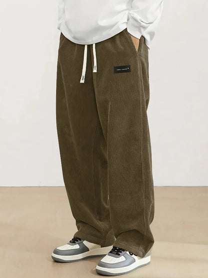 HIDKAT FASHION Trousers – Men's Corduroy Straight-Leg Casual Pants