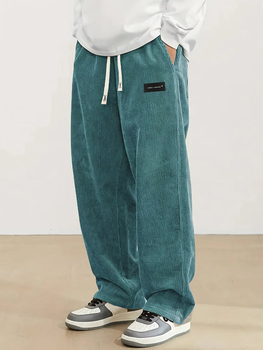 HIDKAT FASHION Trousers – Men's Corduroy Straight-Leg Casual Pants